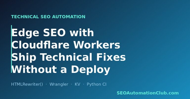 Edge SEO with Cloudflare Workers: Ship Technical SEO Fixes Without Touching Your Codebase