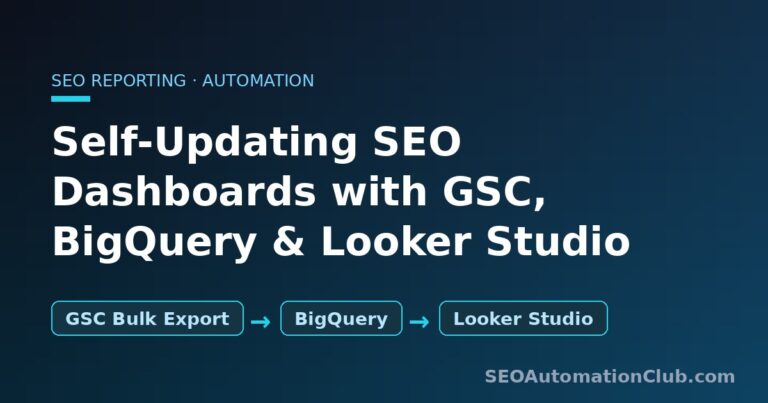 Diagram-style cover: GSC Bulk Data Export to BigQuery to Looker Studio pipeline