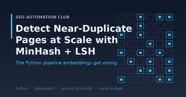 Detect Near-Duplicate Pages at Scale with MinHash and LSH: The Python Pipeline Embeddings Get Wrong