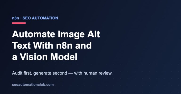 n8n SEO automation workflow for generating image alt text with a vision model